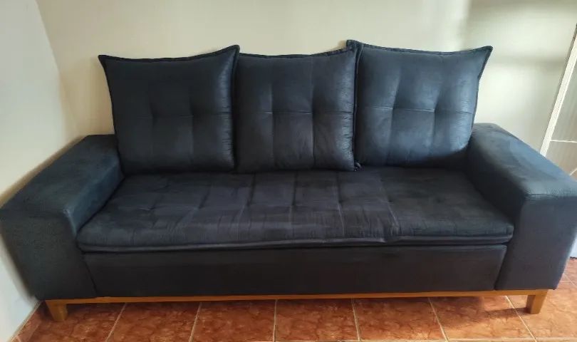Conjunto de sofá 3 e 2 lugares em tecido nobuck 