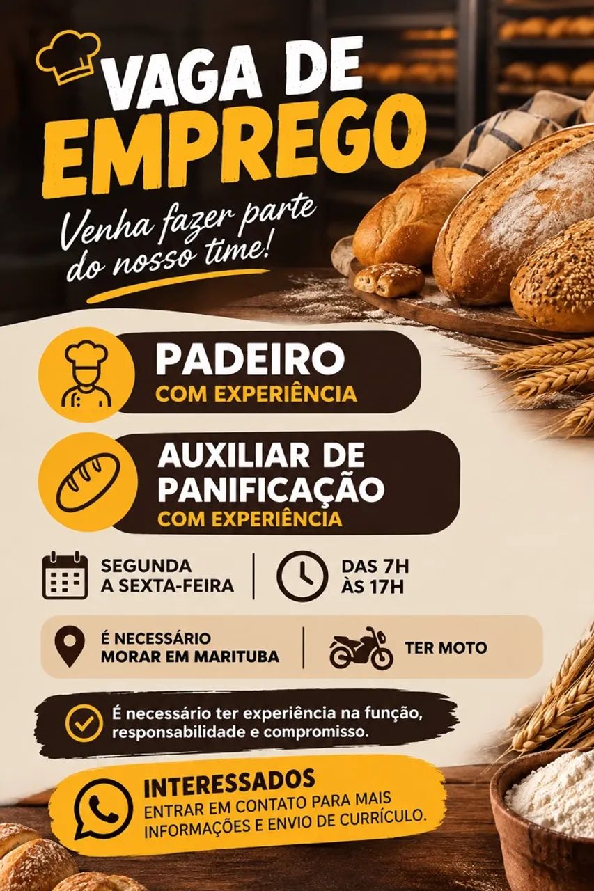 Padeiro e auxiliar de padeiro 