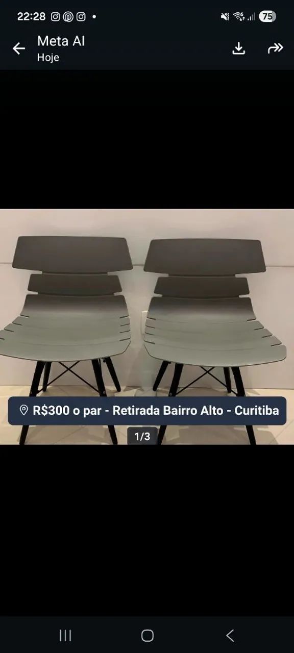 Cadeira Eames DSW cor  Cinza com preto