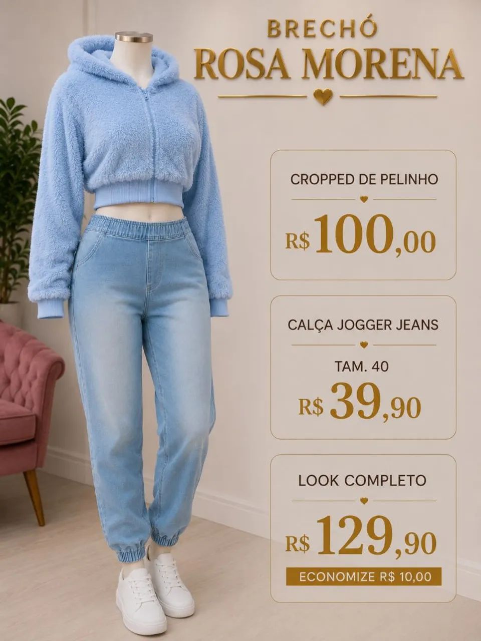 Combo blusa de pelinho e calça joguer 