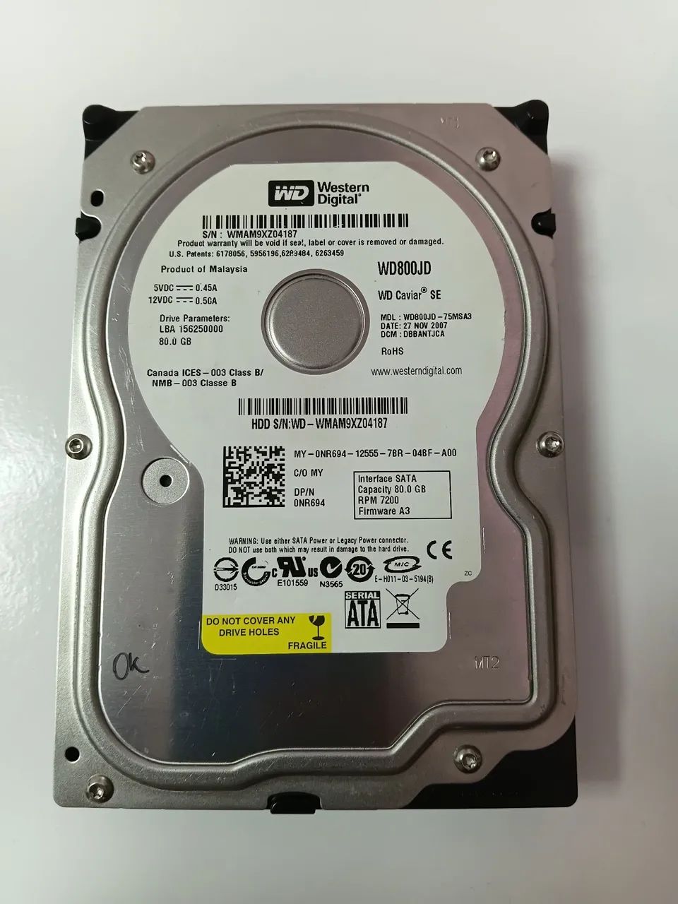 Hd 80gb western digital usado