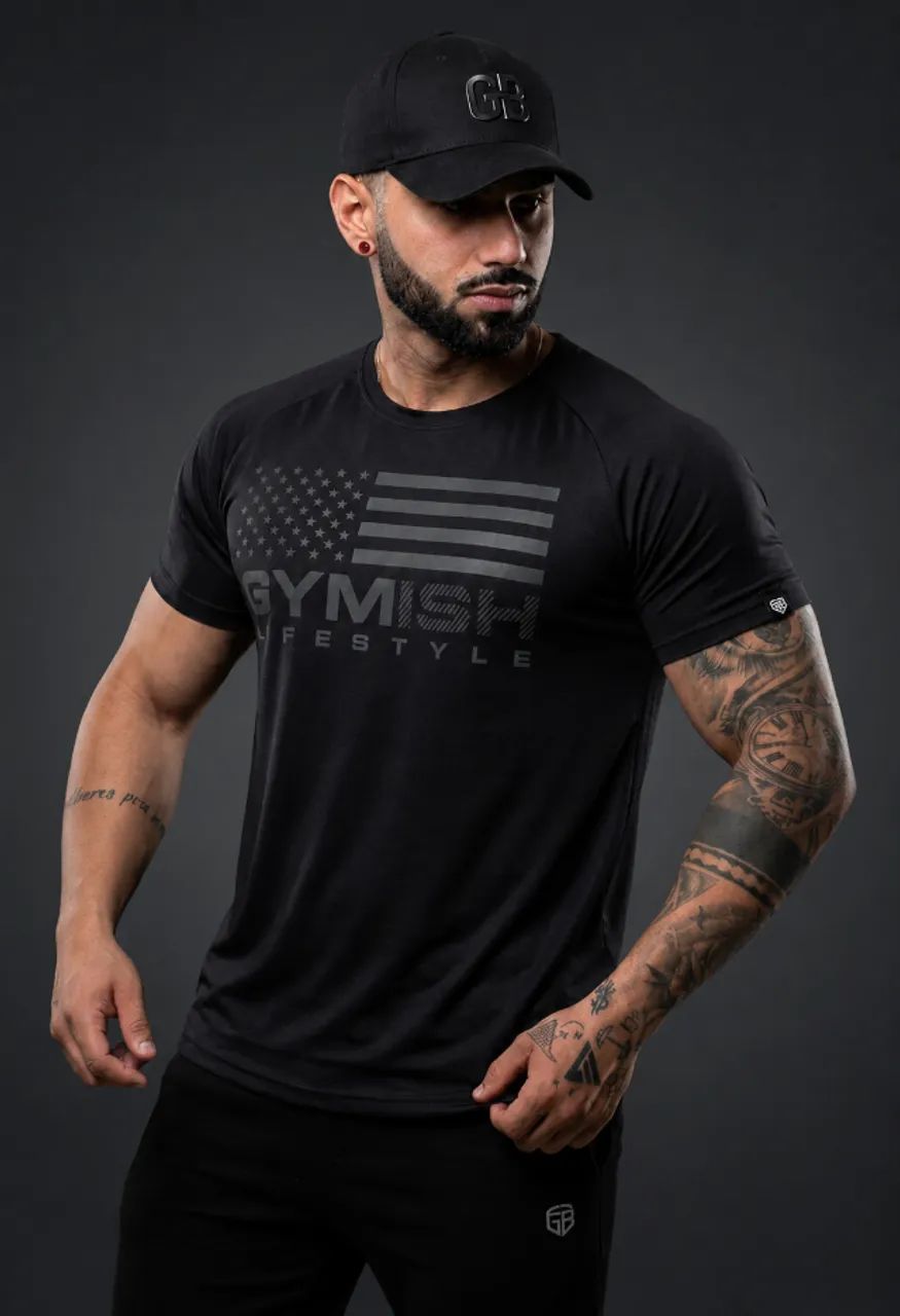 Camisa gym black/white