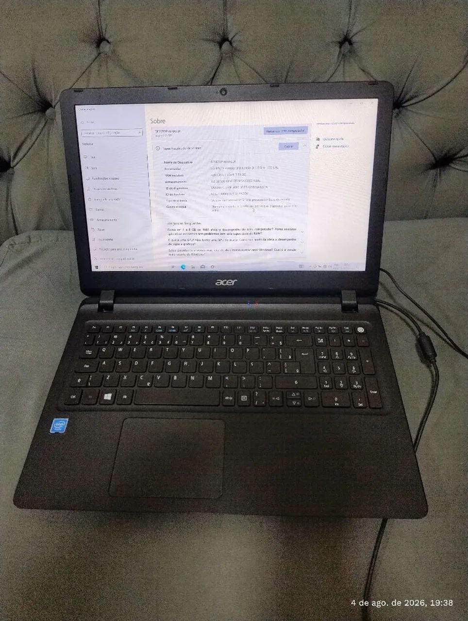 Notebook acer 4Gb RAM - 120gb SSD