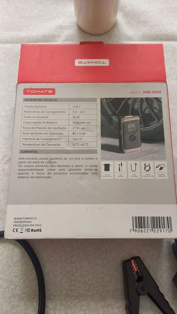  Auxiliar de partida de bateria portátil e compressor de pneu - Foto 3