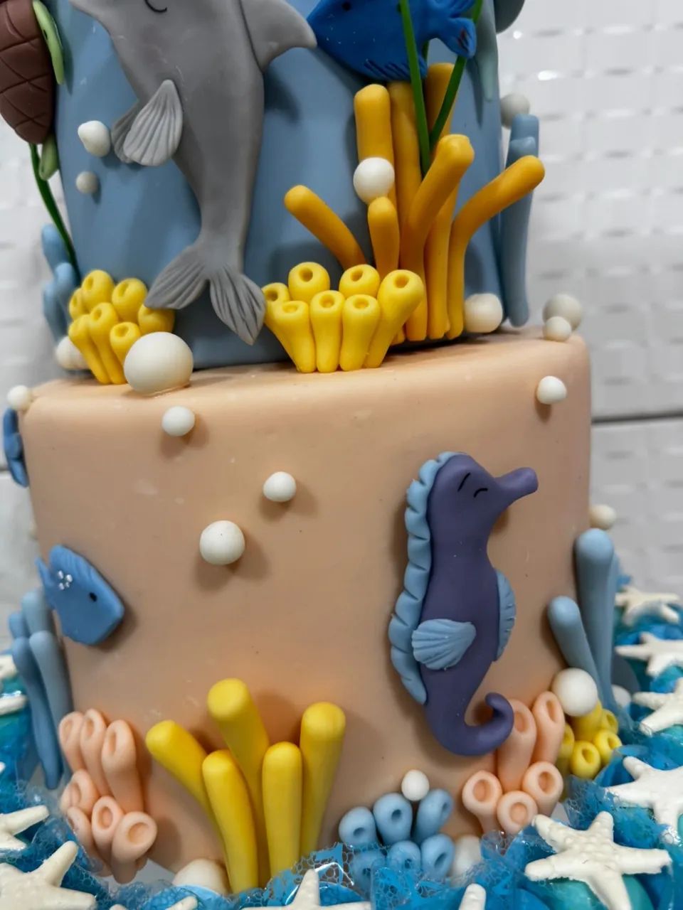 Bolo de enfeite com tema fundo do mar - Foto 3