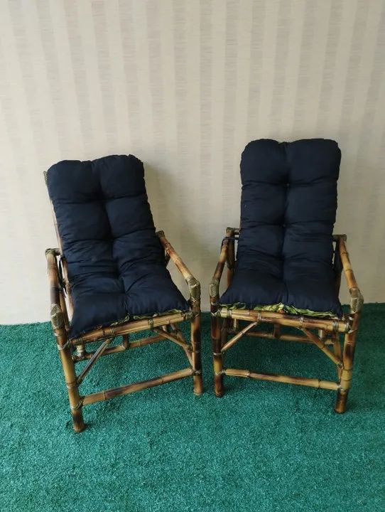 cadeiras de bambu poltronas de jardim varanda sabada área externa gourmet - Foto 3