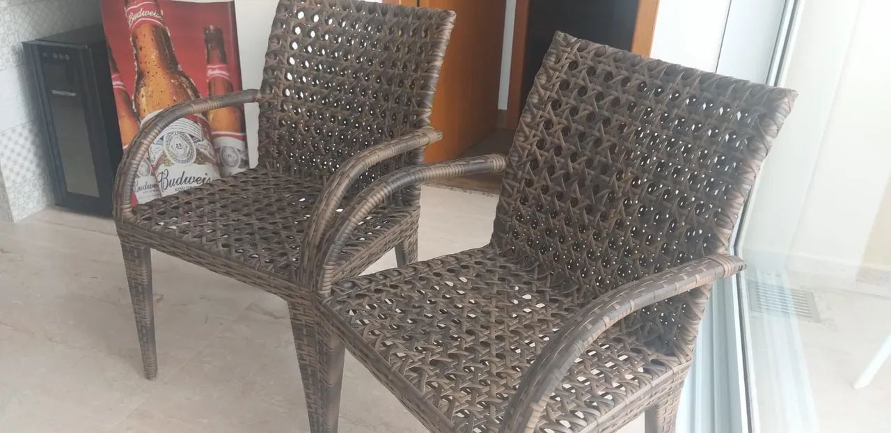 Par de Cadeiras de Jantar em Alumínio e Fibre - Rústico e Confortável