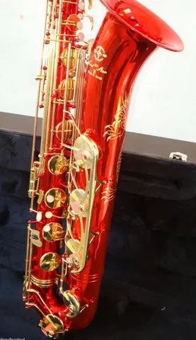 sax baritono eB red dragon chaves douradas luthieria prosperar margewate completo - Foto 4
