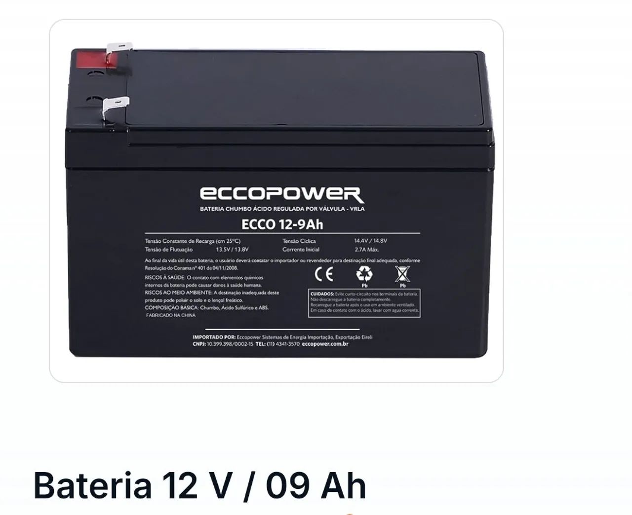 Bateria 12v 9ah para no-break 