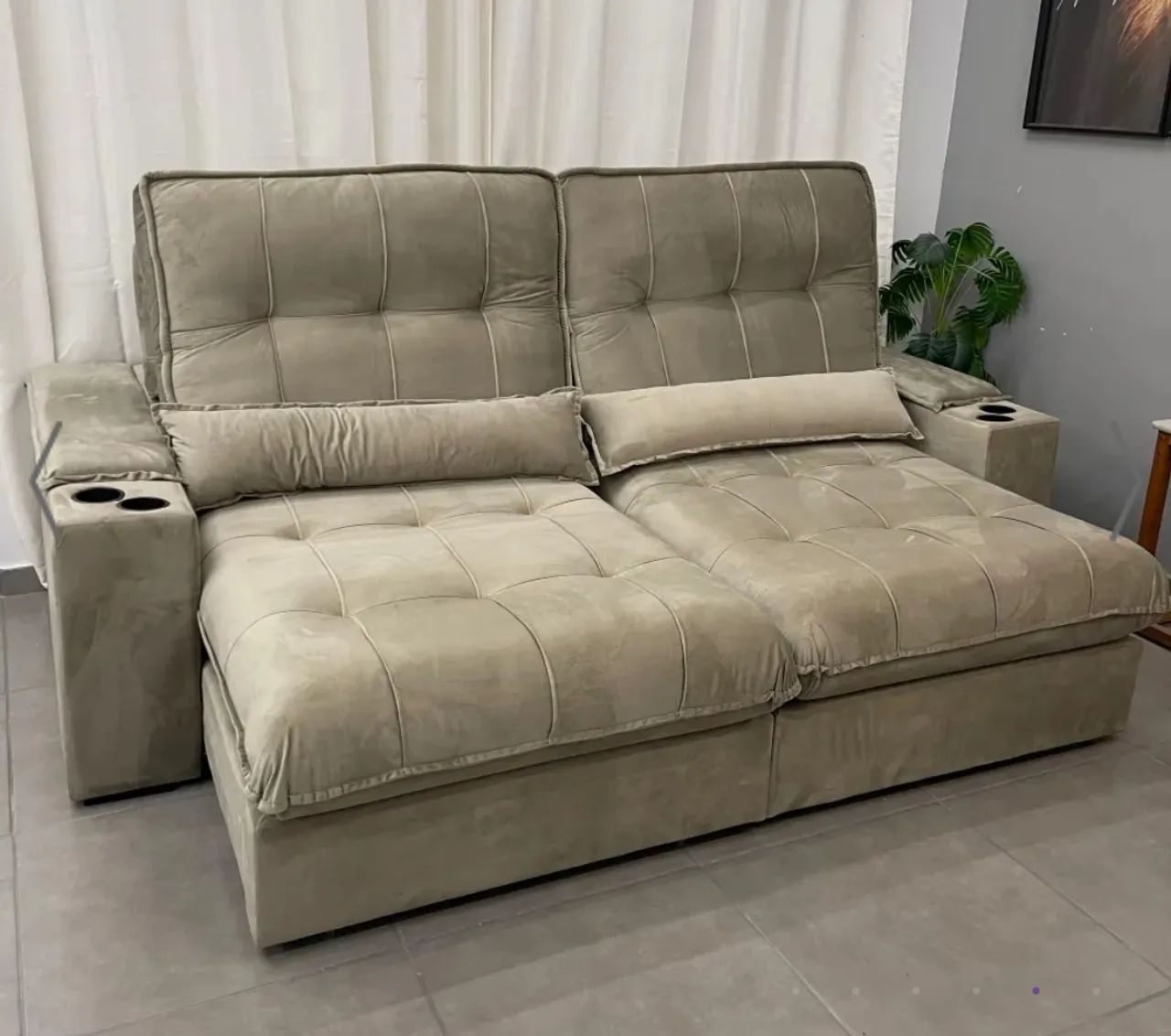 Sofá Retrátil e Reclinável Veneza 250cm Molas Ensacadas p654 - Foto 5