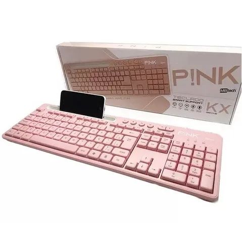 NOVO | Teclado Rosa Português Suporte P/ Celular MBtech - Foto 5
