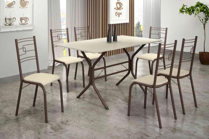 Conjunto de Mesa Paraty 140 com 6 Cadeiras - Pronta Entrega