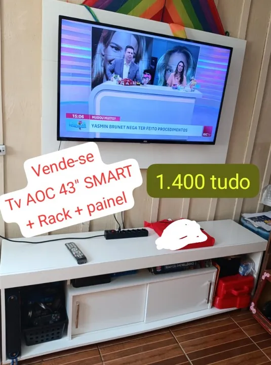 Lote Tv Aoc 43" + Rack + Painel