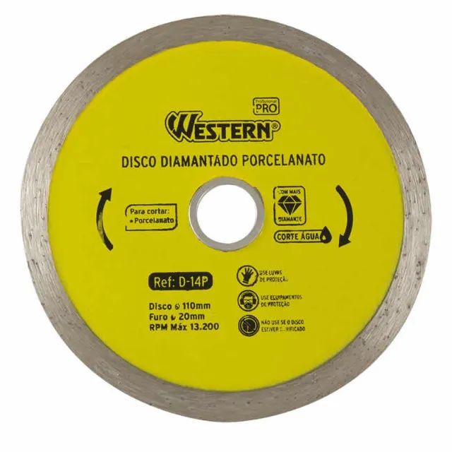 Disco Serra Circular Diamantado Para Porcelanato 11cm De Ø Com Anel - Western