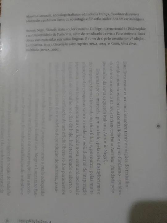 Trabalho imaterial, A. Negri e M. Lazzaratto