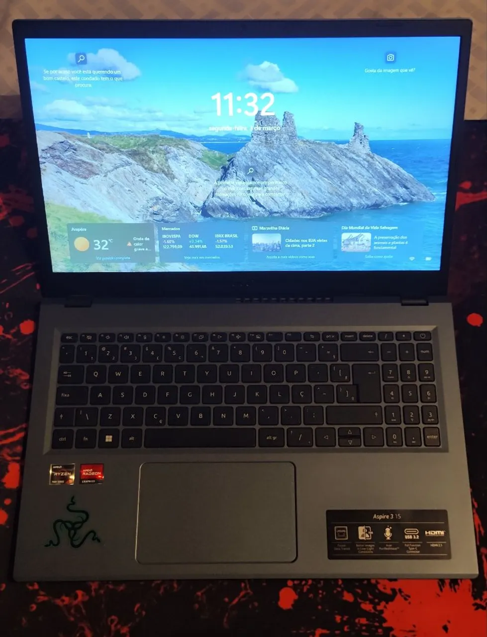 Notebook Acer Aspire 3 15.6 Polegadas - Ryzen 5 - 8GB - SSD 512GB