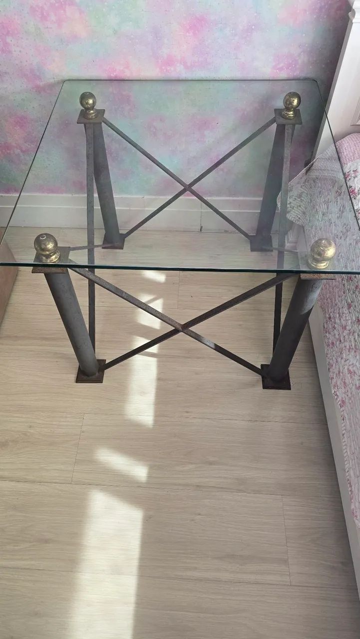 MESA DE FERRO E VIDRO - Foto 4