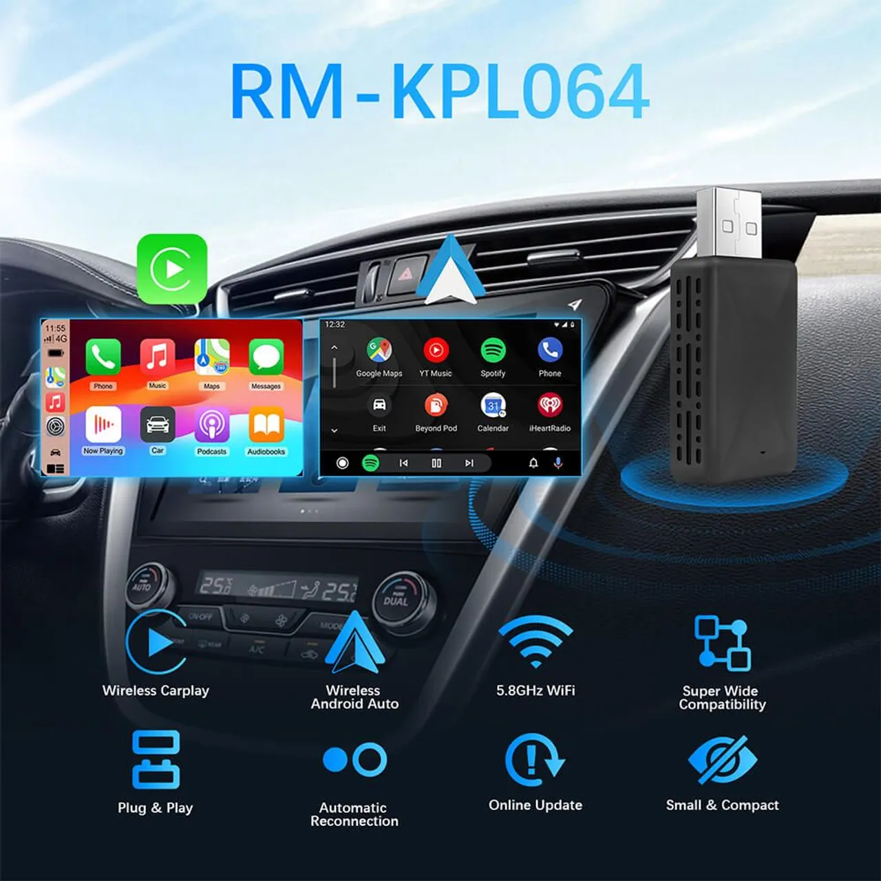 ADAPTADOR PARA CARPLAY E ANDROID AUTO