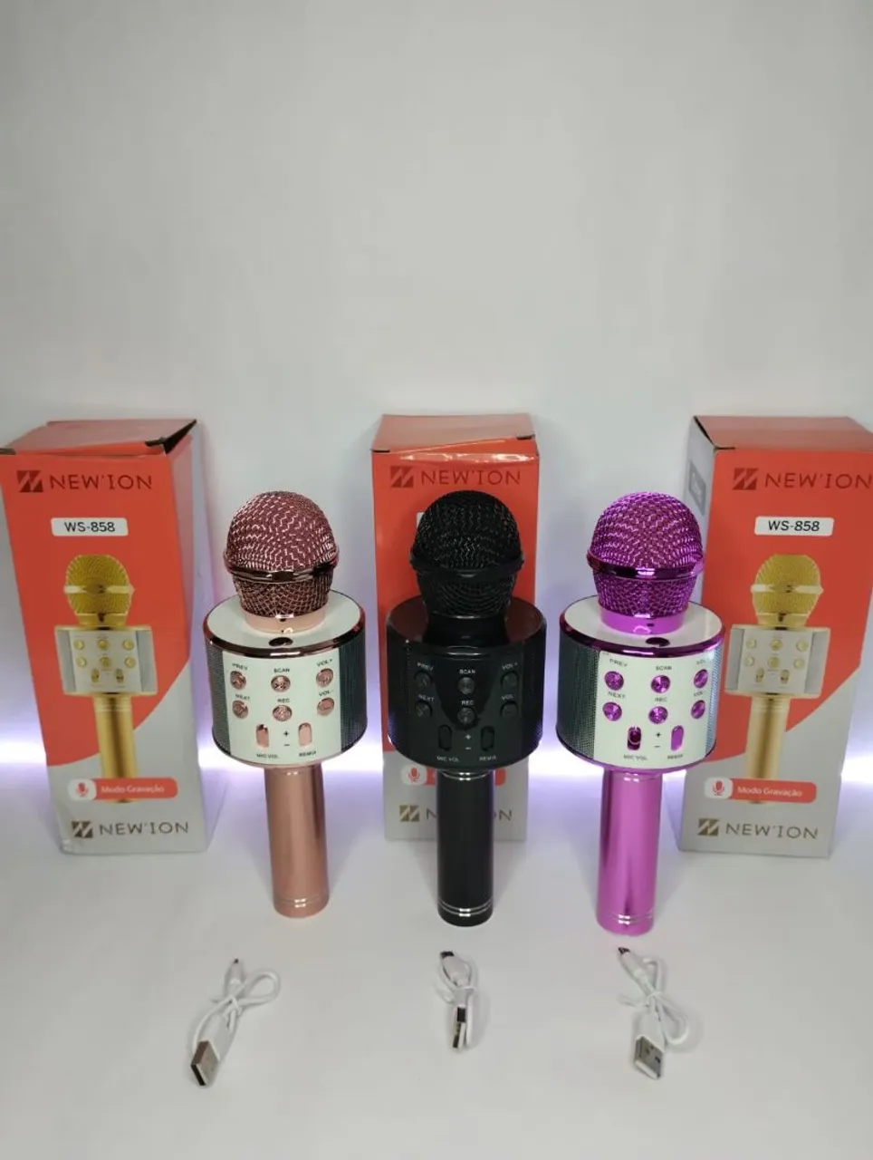 Microfone Karaoke Bluetooth WS-858 - Diversas Cores