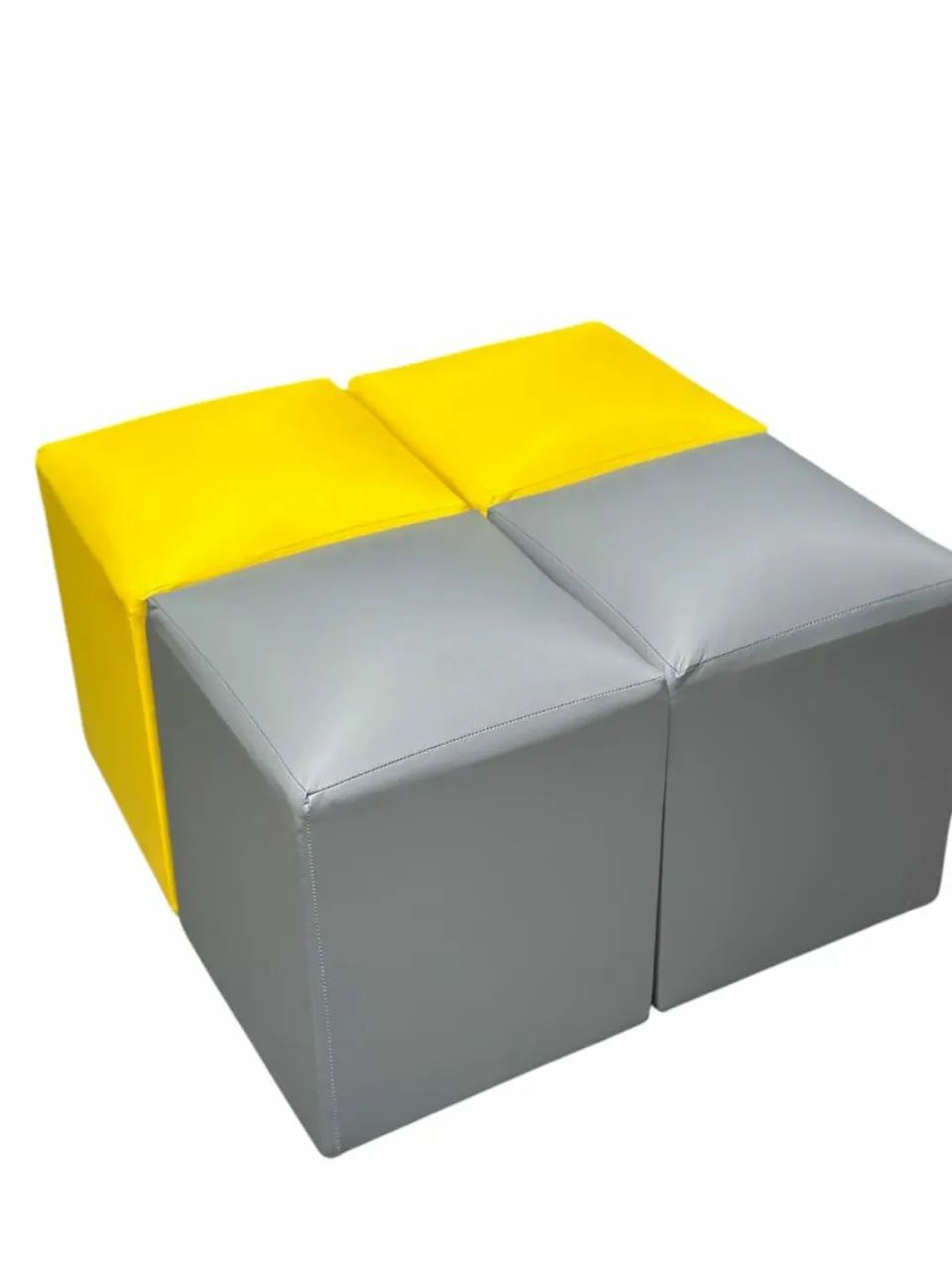 Conjunto de Puffs Modulares Cinza e Amarelo - Foto 3