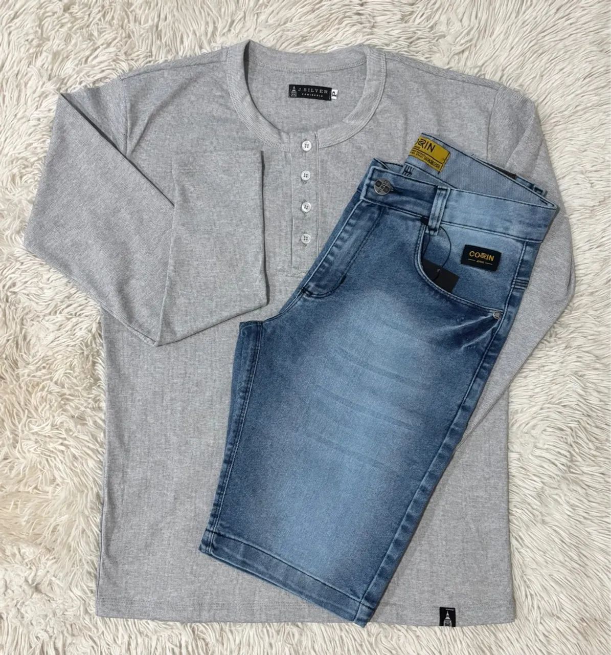 Conjunto P Camisa e Bermuda Jeans