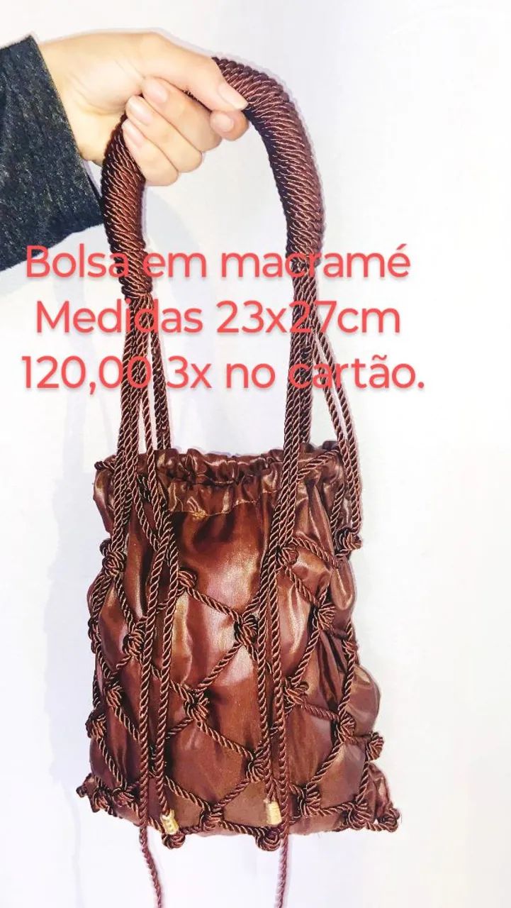 Bolsa de Mão em Macramê Dourada - Elegância e Estilo - Foto 3
