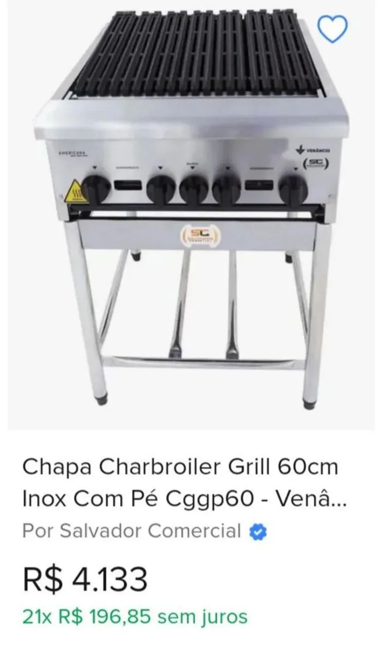 Charbroiler Grill 60cm Inox Com Pé Cggp60 - Venâ...