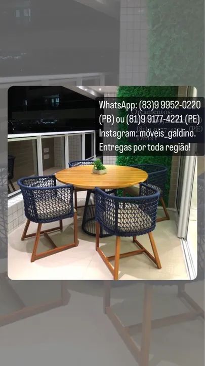 Mesa com 4 cadeiras - móveis para área externa e área gourmet  - Foto 4