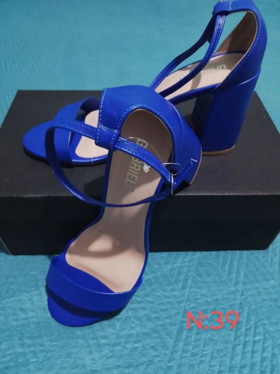 Sandália Salto Grosso Azul
