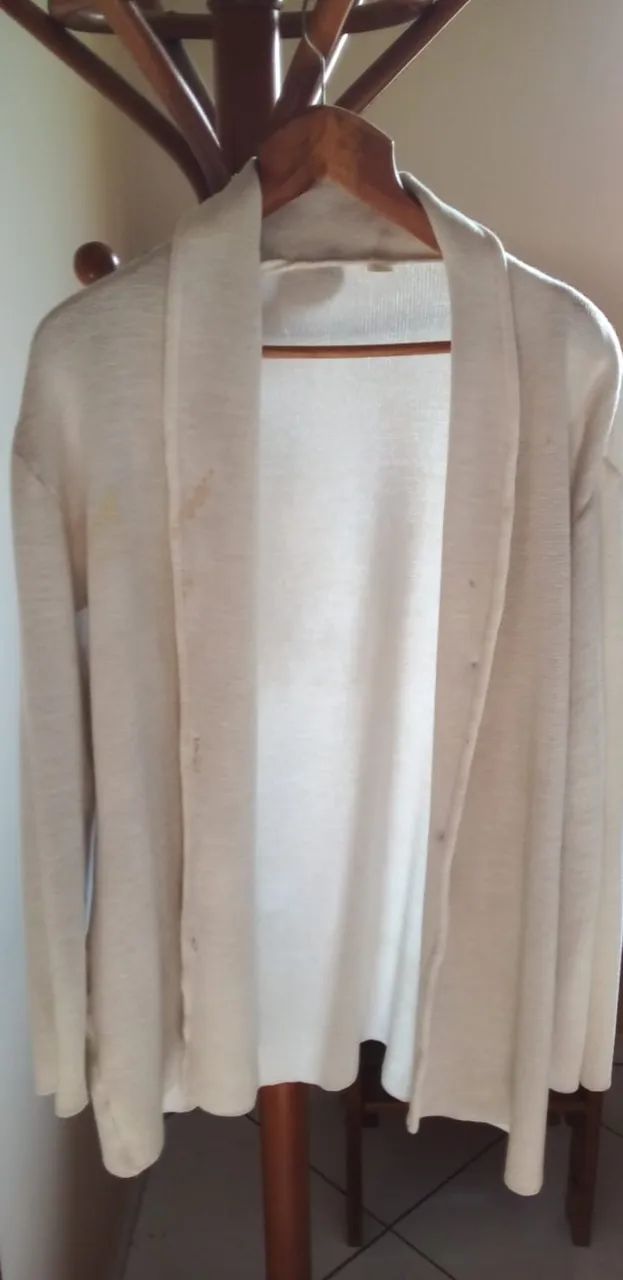 cardigan de lã branca - Foto 2