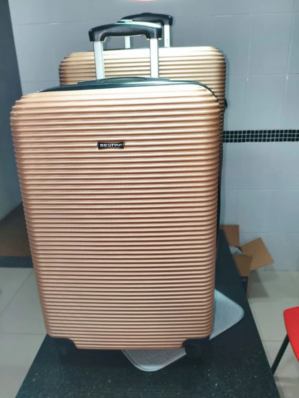 Kit Malas de Viagem Sestini com Rodas 360° 4 ALL 5T- Dourado - Foto 2