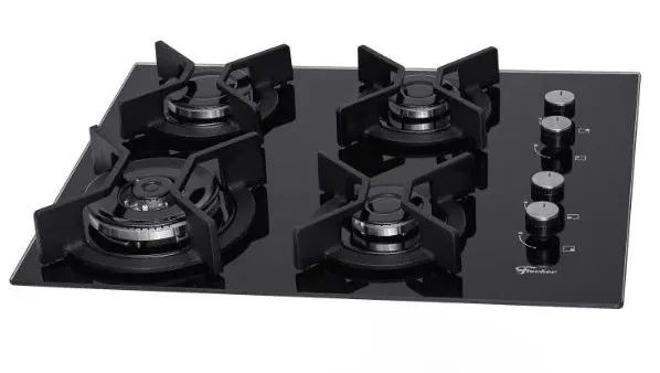 Cooktop Fischer 4 Queimadores Gás Mesa Vidro Preto Bivolt Infinity Novo - Foto 2