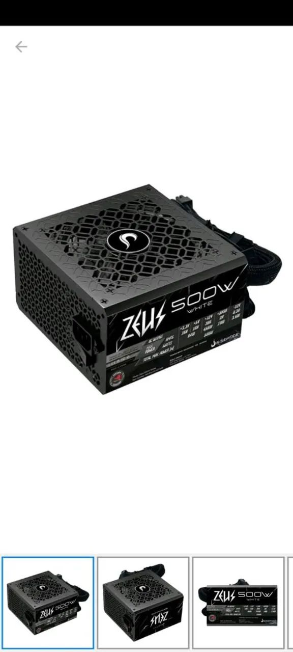 Fonte PC Gamer Rise Mode Zeus 500W 80 Plus White