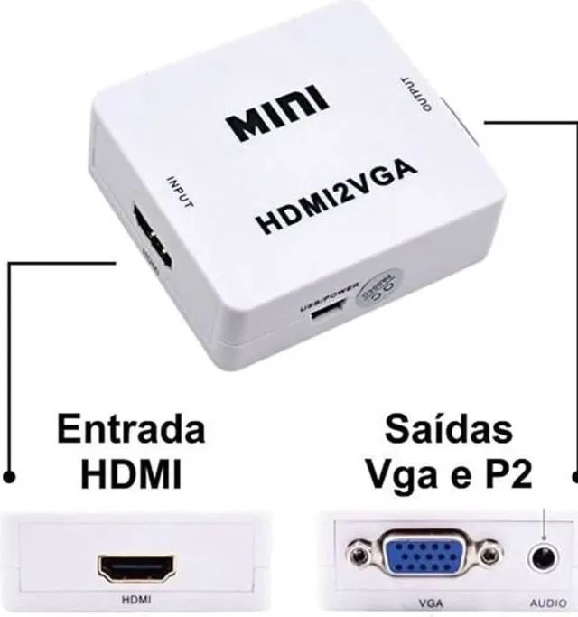 Mini Conversor Adaptador HDMI para VGA + Áudio - Foto 3