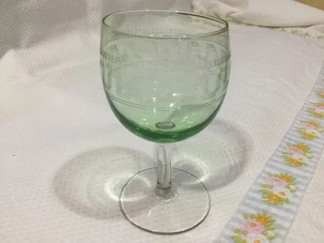 Taça De Cristal Lapidada Verde Esmeralda Anos 30 - Foto 5
