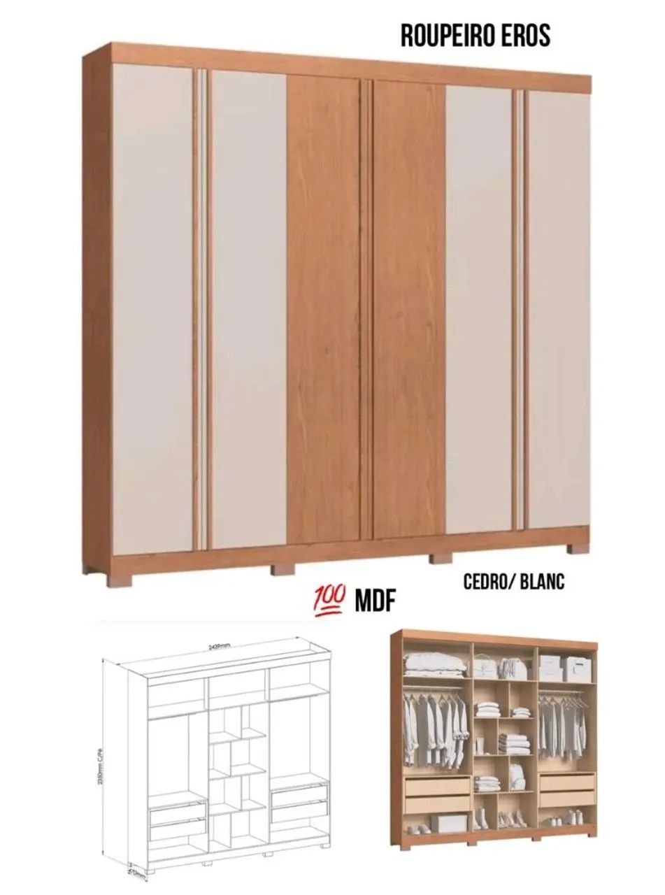 Guarda-Roupa 6 Portas 100% MDF - Foto 2