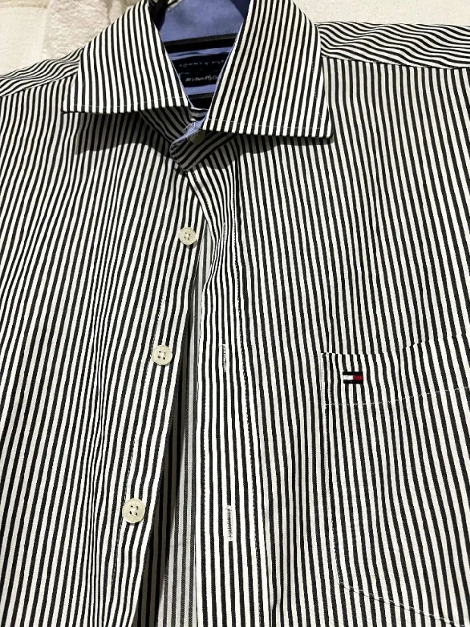 Camisa Social Listrada (preto e branco) Tommy - Foto 4