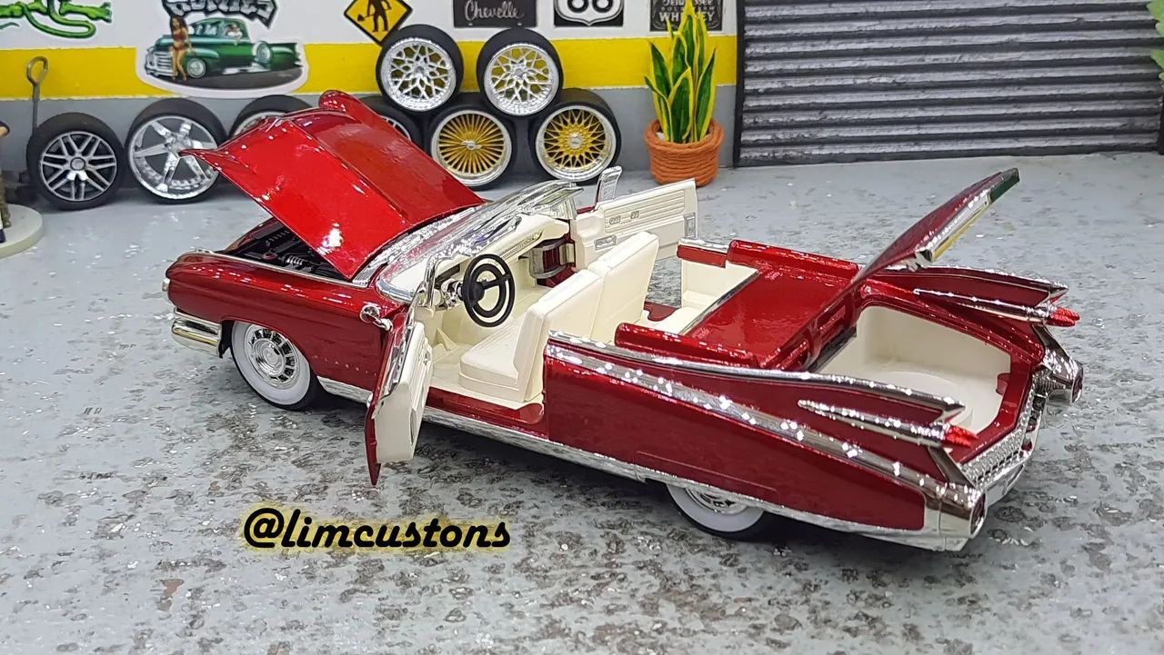 Miniatura 1:24 - cadillac Eldorado 1959 - Cor cereja candy - novo