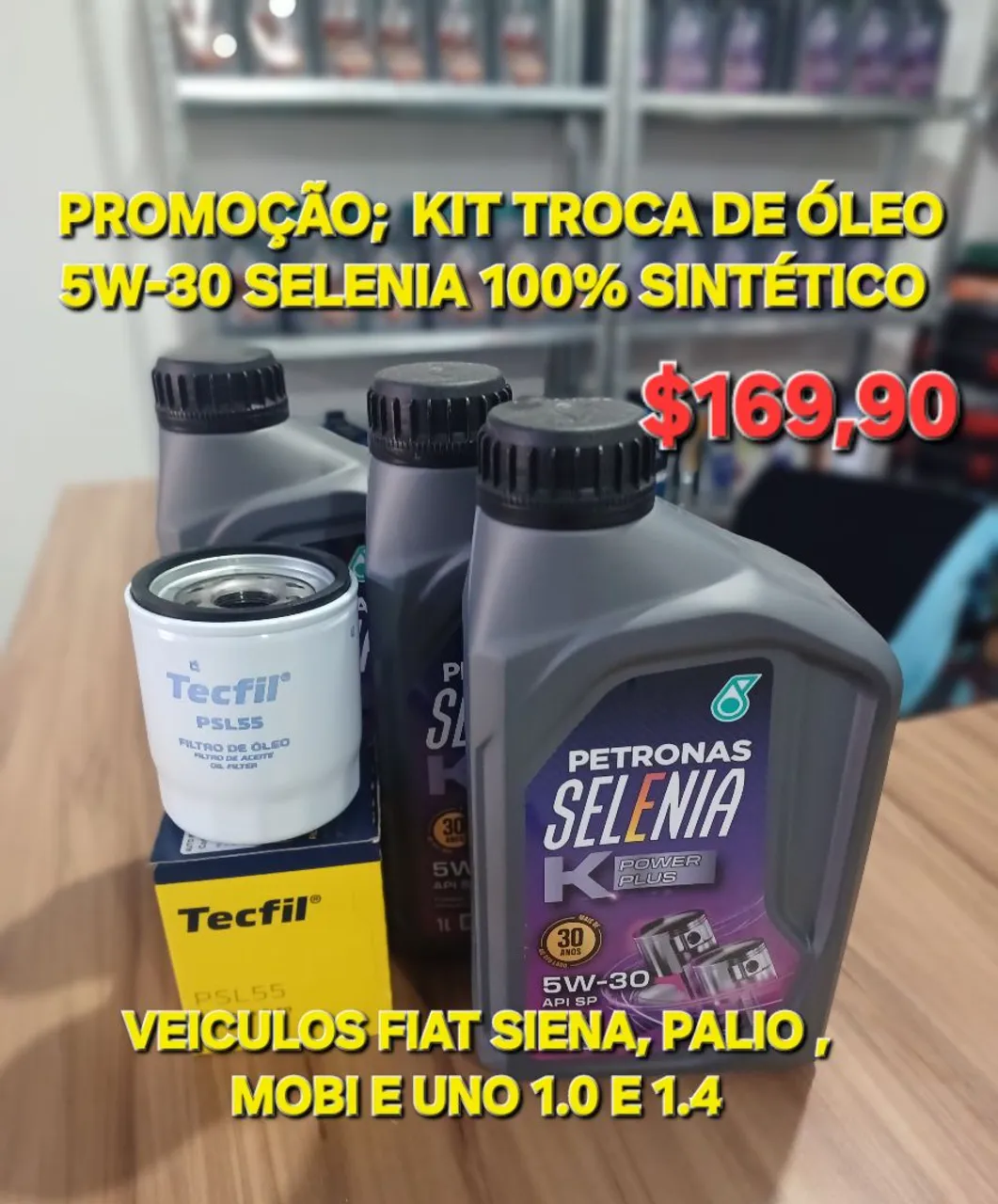 Kit Troca de Óleo Selenia 5W-30 + Filtro Tecfil - Fiat Siena, Palio, Mobi e Uno