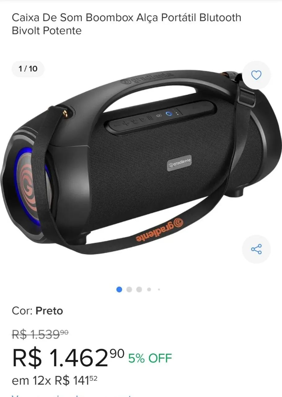 Caixa de Som Boombox Gradiente