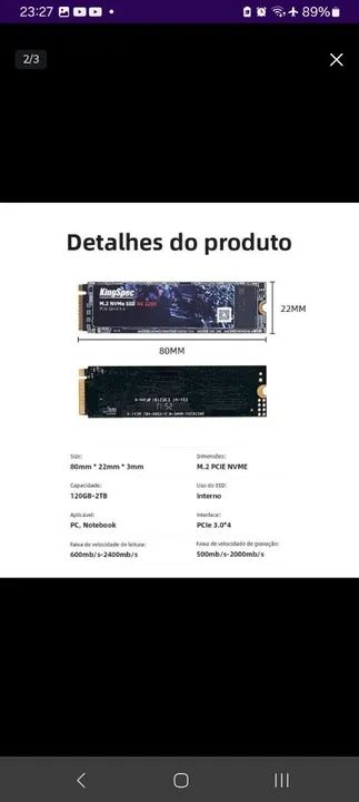 SSD NVMe KingSpec 512GB PCIe - Foto 5