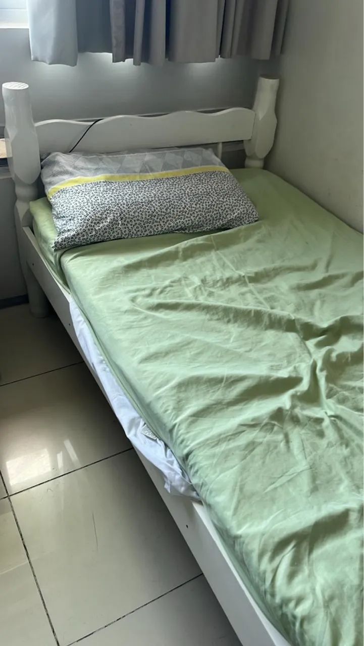 Cama de solteiro madeira boa branca - Foto 2