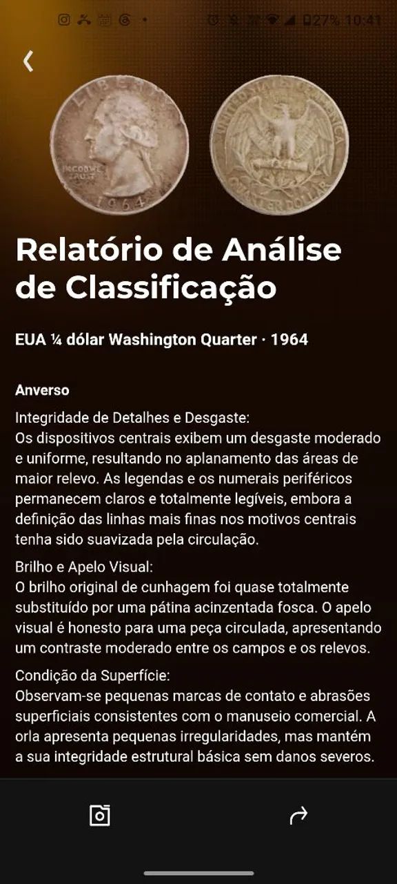 Moeda ¼ de Dólar americano de 1964 