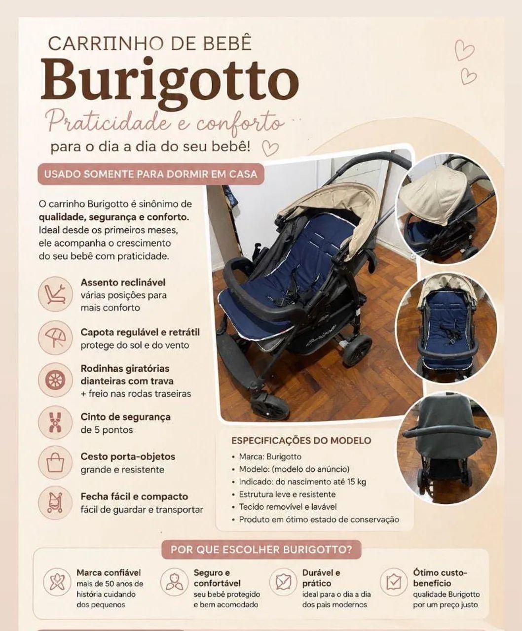 Carrinho de bebê Burigotto 