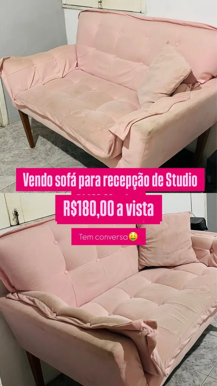 Sofá recepção rosa