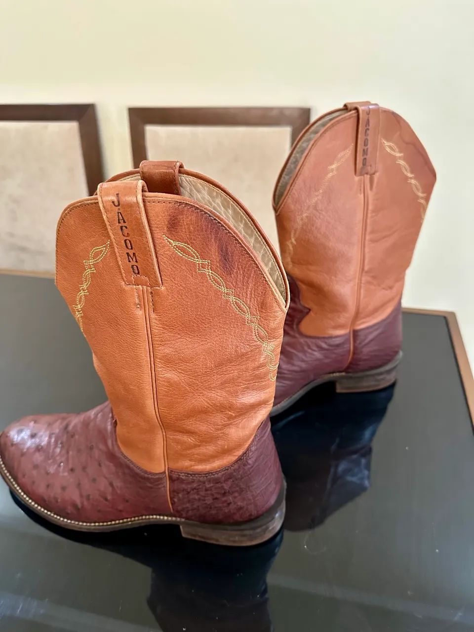 Bota Texana Jacomo Couro de avestruz legítimo  - Foto 5