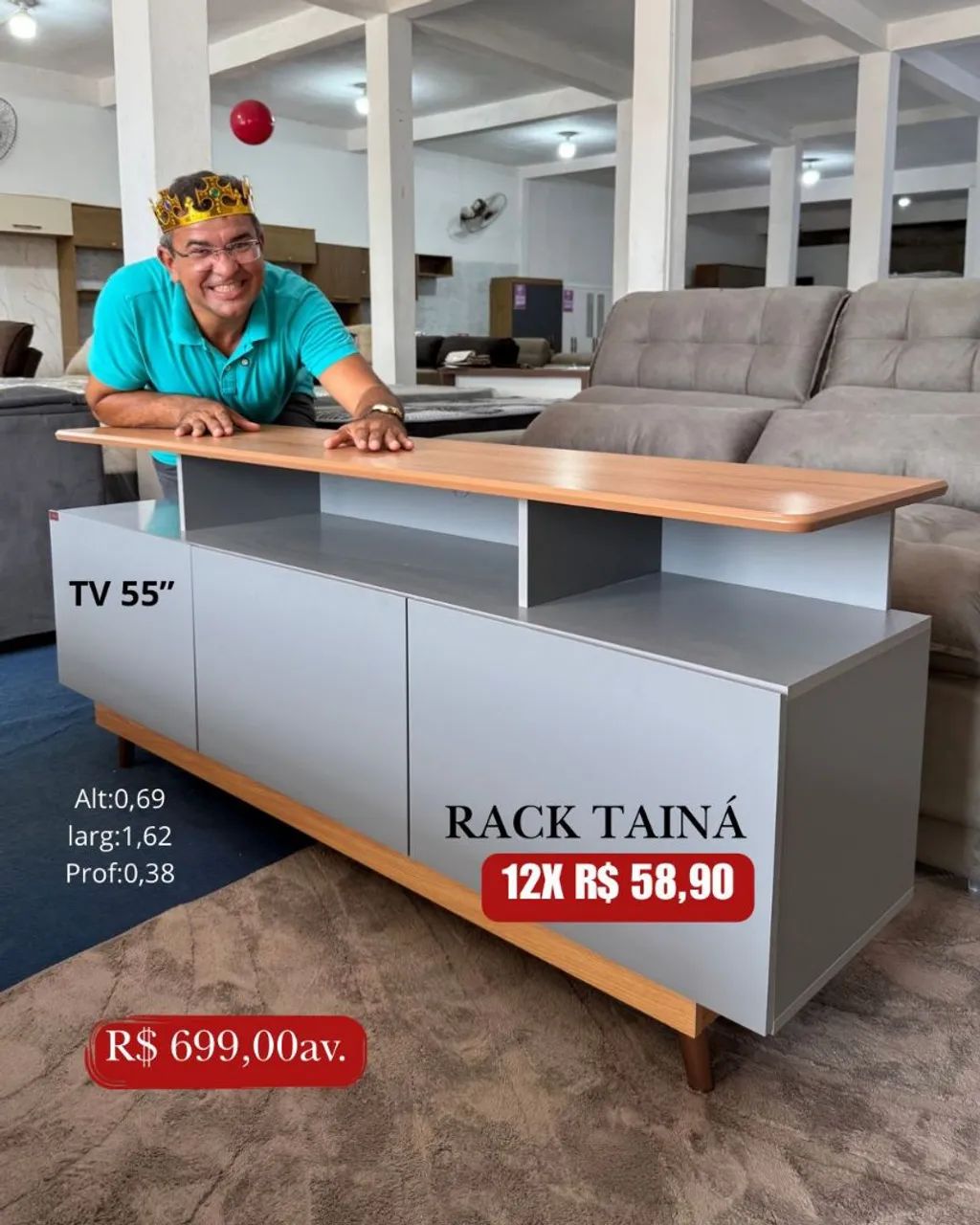 PROMOÇÃO URGENTE - Rack 100% MDF Tainá para TVS de até 55 POLEGADAS Disponível