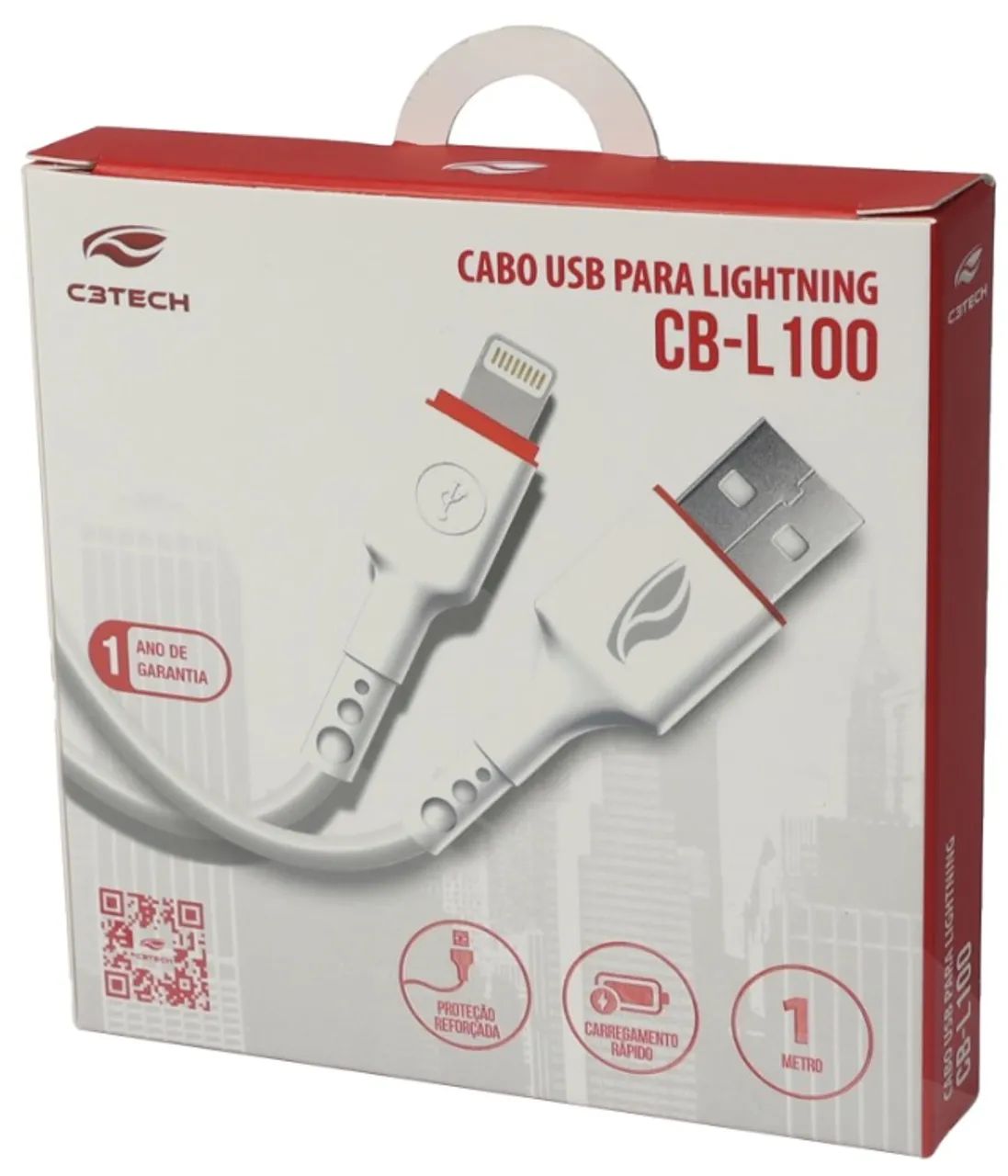 CABO USB X LIGHTNING 2.4A 1 METRO C3TECH CB-L100WH - Foto 4