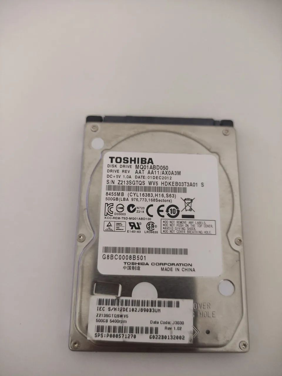 HD sata de 500 GB de notebook 
