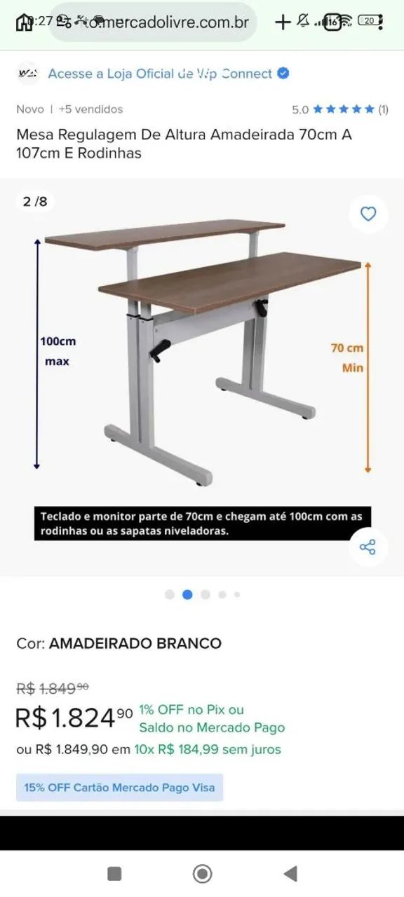 Mesa escritório regulagem  - Foto 4